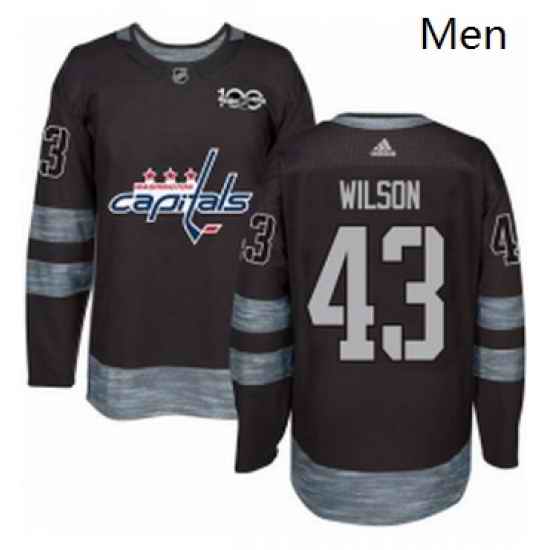 Mens Adidas Washington Capitals 43 Tom Wilson Premier Black 1917 2017 100th Anniversary NHL Jersey